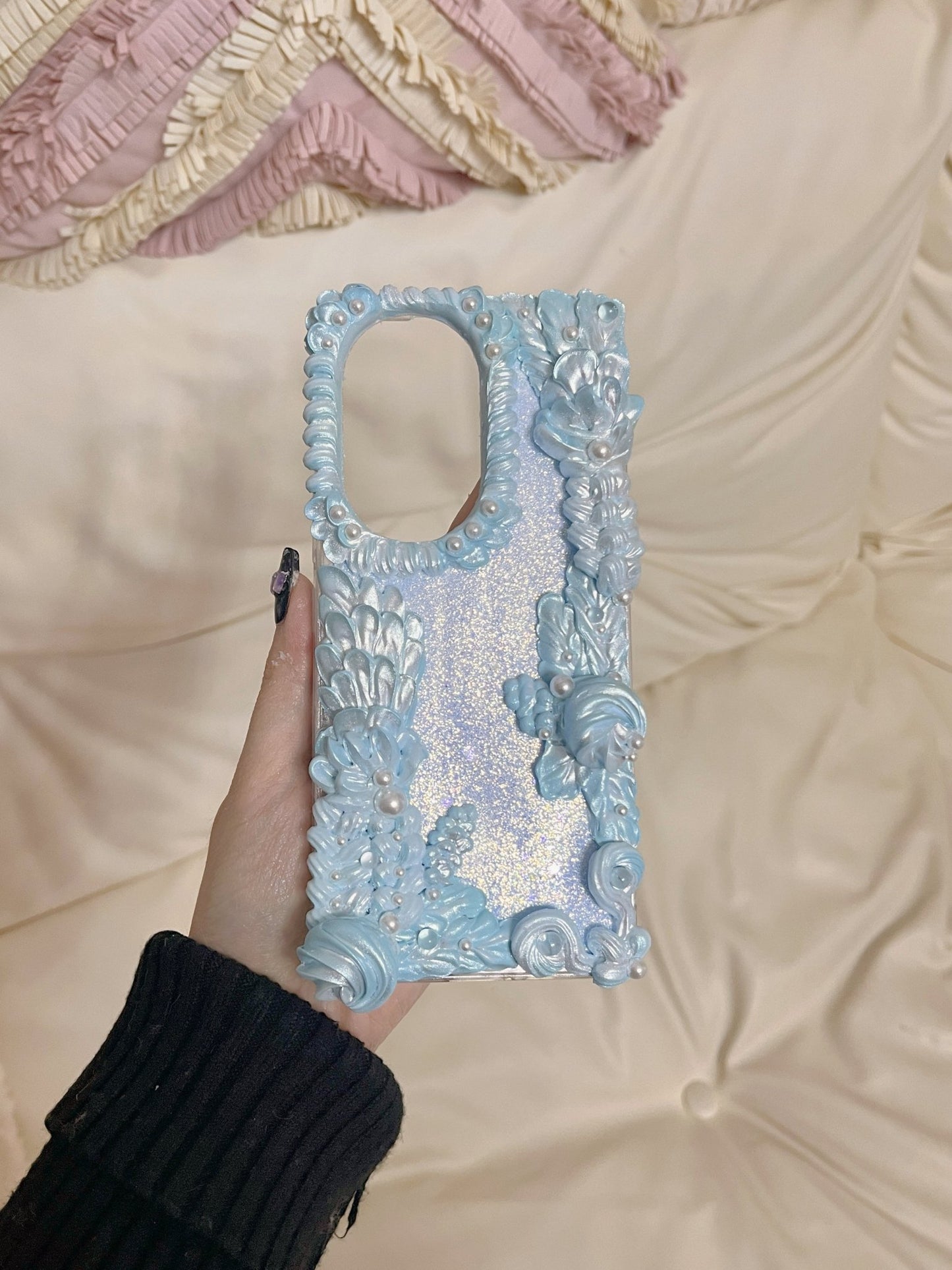 Pearlescent Ocean Waves Whipped Cream Phone Case For All Phone Models - Moonlit Shells