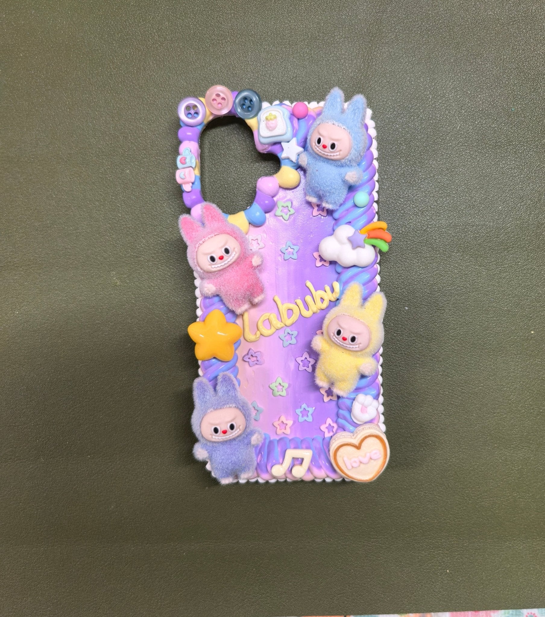 Labubu Fluffy Dreamland Cream Glue Phone Case For All Phone Models - Moonlit Shells